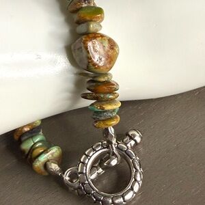 Chrysoprase Gemstone Silver Toggle Bracelet
Worn Once